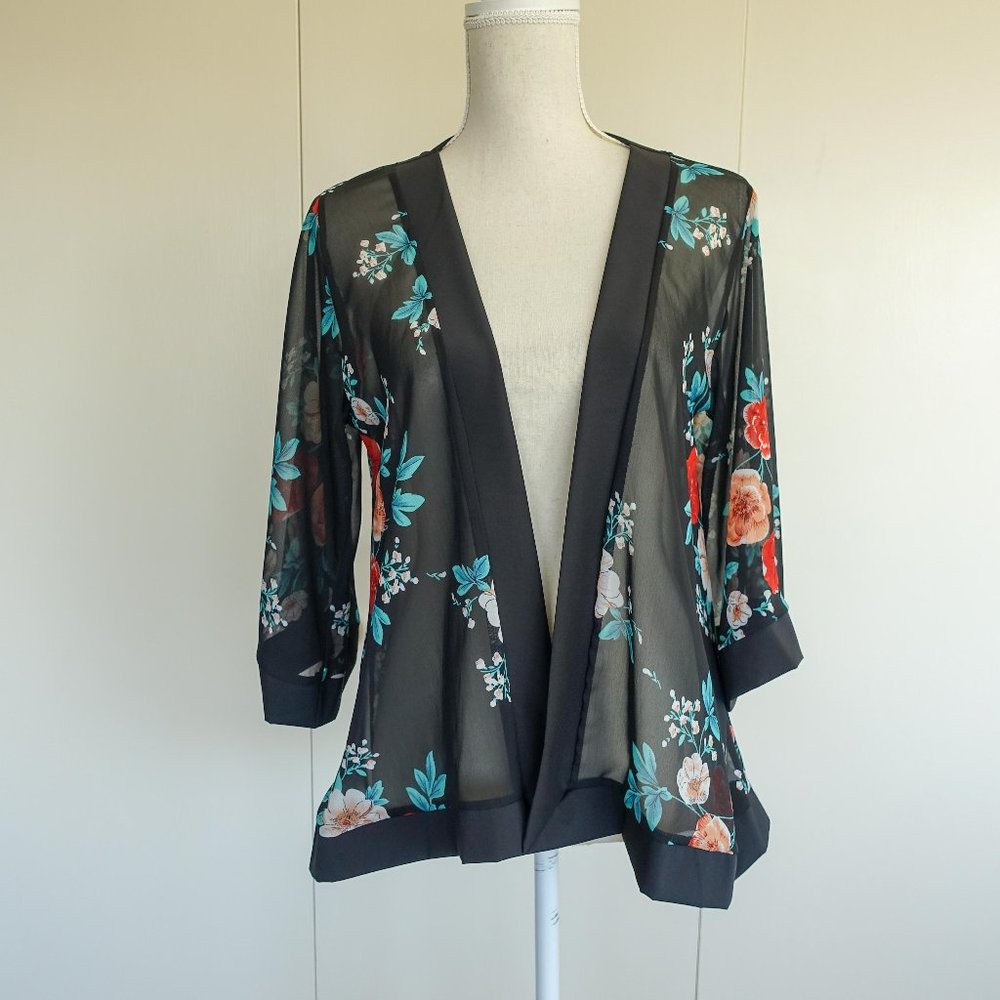 Black Floral Kimono - Picture 1 of 7